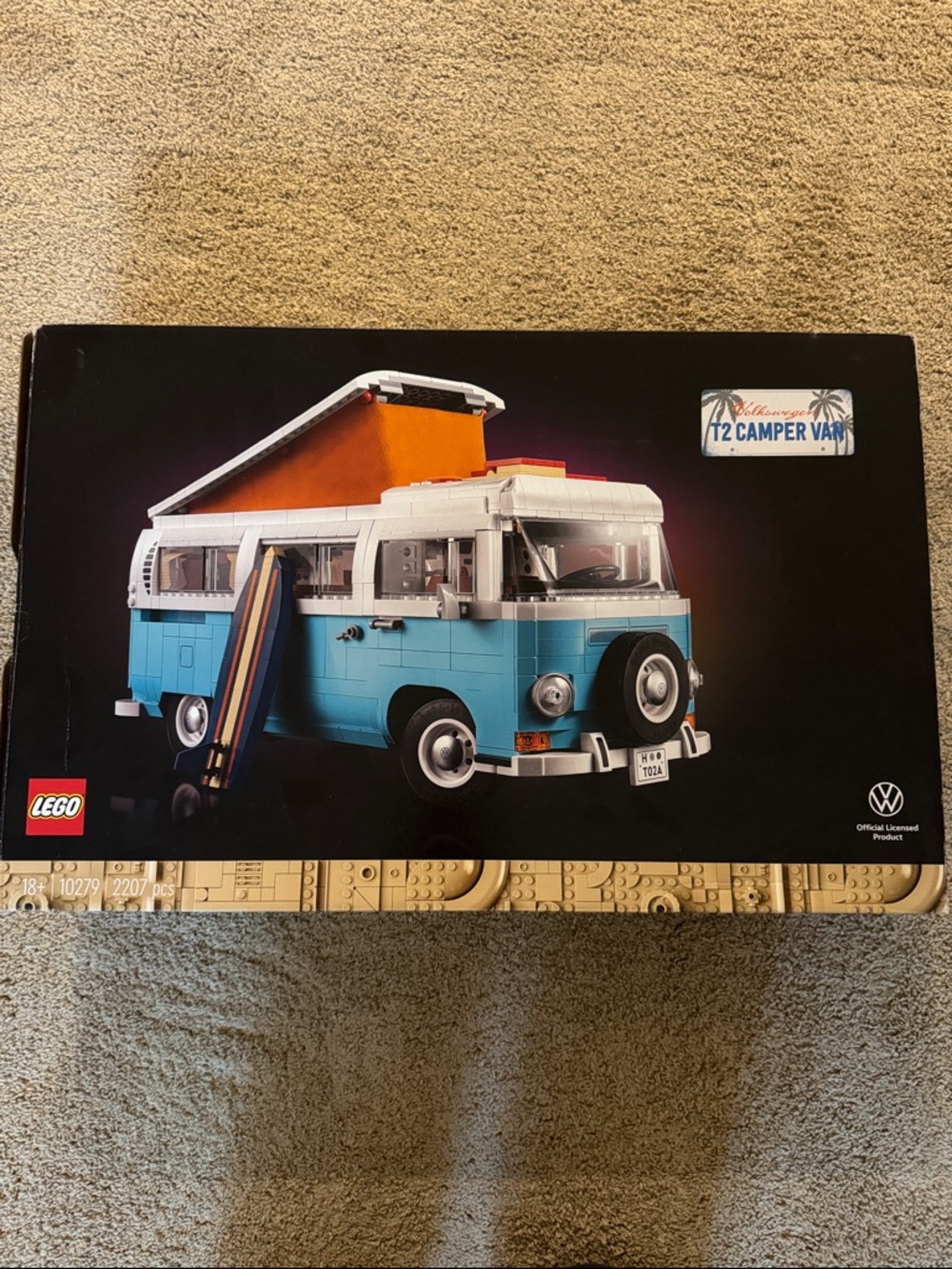 LEGO Blue and White T2 Camper Van with Orange Roof